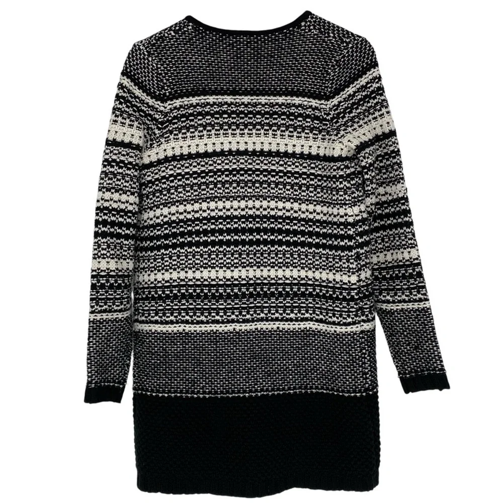 Ann Taylor Black and White Ombre Knit Sweater Coatigan, XS